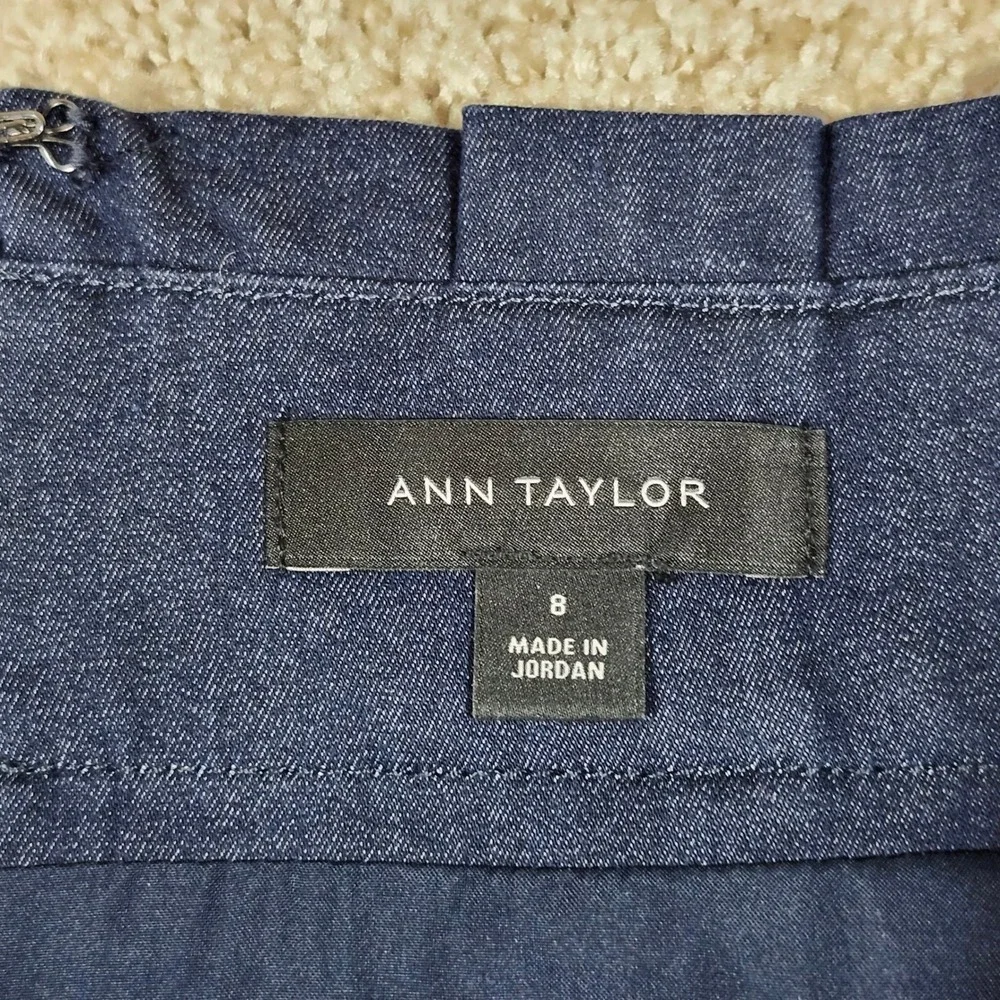 Ann Taylor Denim Pencil Skirt Women's Sz‎ 8 Dark Blue Stretch Pockets Beltloops